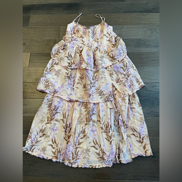 House of Harlow 1960 Corset Tiered Floral Linen Midi Dress NWT Size M - Picture 4 of 5